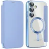 Phonesta Luxury Crystal Book Wallet Case hoesje met MagSafe voor Samsung Galaxy S24 FE - Lichtblauw