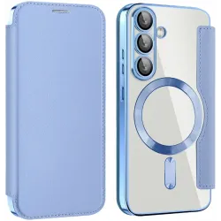 Phonesta Luxury Crystal Book Wallet Case hoesje met MagSafe voor Samsung Galaxy S25/S24 - Lichtblauw