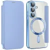 Phonesta Luxury Crystal Book Wallet Case hoesje met MagSafe voor Samsung Galaxy S25 Plus/S24 Plus - Lichtblauw
