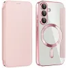 Phonesta Luxury Crystal Book Wallet Case hoesje met MagSafe voor Samsung Galaxy S25 Plus/S24 Plus - Roze