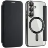 Phonesta Luxury Crystal Book Wallet Case hoesje met MagSafe voor Samsung Galaxy S25 Plus/S24 Plus - Zwart