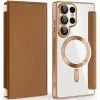 Phonesta Luxury Crystal Book Wallet Case hoesje met MagSafe voor Samsung Galaxy S25 Ultra - Bruin