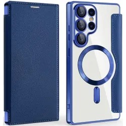 Phonesta Luxury Crystal Book Wallet Case hoesje met MagSafe voor Samsung Galaxy S25 Ultra - Donkerblauw