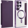 Phonesta Luxury Crystal Book Wallet Case hoesje met MagSafe voor Samsung Galaxy S25 Ultra - Donkerpaars