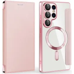 Phonesta Luxury Crystal Book Wallet Case hoesje met MagSafe voor Samsung Galaxy S25 Ultra - Roze