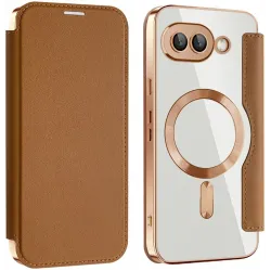 Phonesta Luxury Crystal Book Wallet Case hoesje met MagSafe voor Google Pixel 9a - Bruin