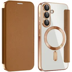 Phonesta Luxury Crystal Book Wallet Case hoesje met MagSafe voor Samsung Galaxy A36/A56 - Bruin