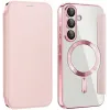 Phonesta Luxury Crystal Book Wallet Case hoesje met MagSafe voor Samsung Galaxy A36/A56 - Roze