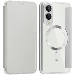 Phonesta Luxury Crystal Book Wallet Case hoesje met MagSafe voor Samsung Galaxy S25 Edge - Zilver