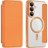 Phonesta Luxury Crystal Book Wallet Case hoesje met MagSafe voor Samsung Galaxy S26 Plus - Oranje
