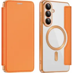 Phonesta Luxury Crystal Book Wallet Case hoesje met MagSafe voor Samsung Galaxy S26 Plus - Oranje