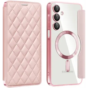 Phonesta Luxury Crystal Puffed Book Wallet Case hoesje met MagSafe voor Samsung Galaxy A16 - Roze