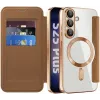 Phonesta Luxury Crystal Puffed Book Wallet Case hoesje met MagSafe voor Samsung Galaxy S25/S24 - Bruin 2