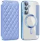 Phonesta Luxury Crystal Puffed Book Wallet Case hoesje met MagSafe voor Samsung Galaxy S25/S24 - Lichtblauw