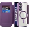 Phonesta Luxury Crystal Puffed Book Wallet Case hoesje met MagSafe voor Samsung Galaxy S25 Plus/S24 Plus - Donkerpaars 2