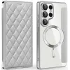 Phonesta Luxury Crystal Puffed Book Wallet Case hoesje met MagSafe voor Samsung Galaxy S25 Ultra - Zilver
