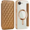 Phonesta Luxury Crystal Puffed Book Wallet Case hoesje met MagSafe voor Apple iPhone 17e/16e - Bruin
