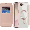 Phonesta Luxury Crystal Puffed Book Wallet Case hoesje met MagSafe voor Apple iPhone 17e/16e - Roze 2