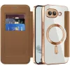 Phonesta Luxury Crystal Puffed Book Wallet Case hoesje met MagSafe voor Google Pixel 9a - Bruin 2