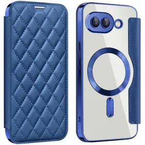 Phonesta Luxury Crystal Puffed Book Wallet Case hoesje met MagSafe voor Google Pixel 9a - Donkerblauw