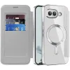 Phonesta Luxury Crystal Puffed Book Wallet Case hoesje met MagSafe voor Google Pixel 9a - Zilver 2