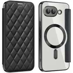 Phonesta Luxury Crystal Puffed Book Wallet Case hoesje met MagSafe voor Google Pixel 9a - Zwart