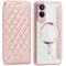 Phonesta Luxury Crystal Puffed Book Wallet Case hoesje met MagSafe voor Samsung Galaxy S25 Edge - Roze