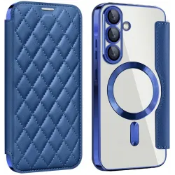 Phonesta Luxury Crystal Puffed Book Wallet Case hoesje met MagSafe voor Samsung Galaxy A36/A56 - Donkerblauw