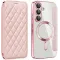 Phonesta Luxury Crystal Puffed Book Wallet Case hoesje met MagSafe voor Samsung Galaxy A36/A56 - Roze