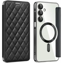 Phonesta Luxury Crystal Puffed Book Wallet Case hoesje met MagSafe voor Samsung Galaxy A16 - Zwart