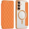 Phonesta Luxury Crystal Puffed Book Wallet Case hoesje met MagSafe voor Samsung Galaxy S26 - Oranje