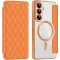 Phonesta Luxury Crystal Puffed Book Wallet Case hoesje met MagSafe voor Samsung Galaxy S26 - Oranje