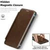 Phonesta Luxury Leather Book Wallet Case hoesje met MagSafe voor Samsung Galaxy S25 Edge - Donkerbruin 5