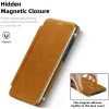 Phonesta Luxury Leather Book Wallet Case hoesje met MagSafe voor Samsung Galaxy S25 Edge - Lichtbruin 5