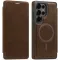 Phonesta Luxury Leather Book Wallet Case hoesje met MagSafe voor Samsung Galaxy S25 Ultra - Donkerbruin