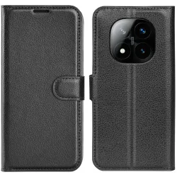 Phonesta Litchi Skin Book Wallet Case hoesje voor Xiaomi Redmi Note 14 Pro Plus - Zwart