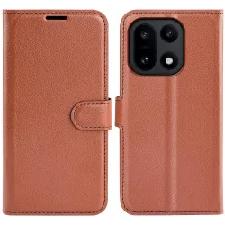 Phonesta Litchi Skin Book Wallet Case hoesje voor OnePlus 15 - Bruin