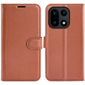 Phonesta Litchi Skin Book Wallet Case hoesje voor OnePlus 15 - Bruin