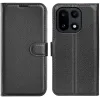 Phonesta Litchi Skin Book Wallet Case hoesje voor OnePlus 15 - Zwart 0