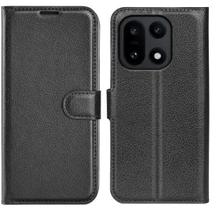 Phonesta Litchi Skin Book Wallet Case hoesje voor OnePlus 15 - Zwart