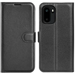 Phonesta Litchi Skin Book Wallet Case hoesje voor OnePlus 15R - Zwart