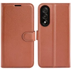 Phonesta Litchi Skin Book Wallet Case hoesje voor OnePlus Nord 5 - Bruin