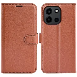 Phonesta Litchi Skin Book Wallet Case hoesje voor OnePlus Nord 6 - Bruin