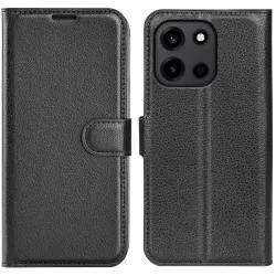 Phonesta Litchi Skin Book Wallet Case hoesje voor OnePlus Nord 6 - Zwart