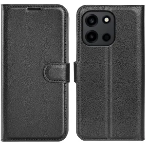 Phonesta Litchi Skin Book Wallet Case hoesje voor OnePlus Nord 6 - Zwart