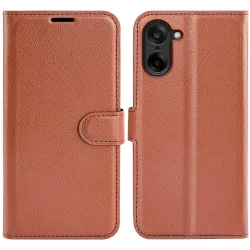 Phonesta Litchi Skin Book Wallet Case hoesje voor OnePlus Nord CE5 - Bruin