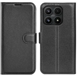Phonesta Litchi Skin Book Wallet Case hoesje voor Xiaomi 17 - Zwart