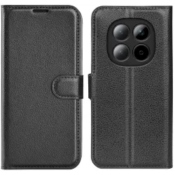 Phonesta Litchi Skin Book Wallet Case hoesje voor Xiaomi Redmi Note 15 Pro 5G - Zwart