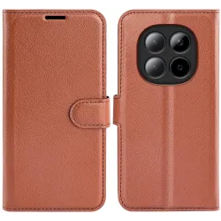 Phonesta Litchi Skin Book Wallet Case hoesje voor Xiaomi Redmi Note 15 Pro Plus / Xiaomi Poco M8 Pro - Bruin