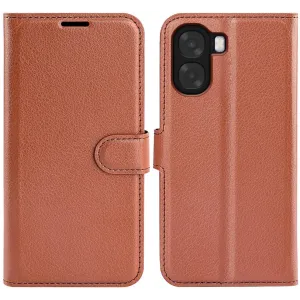 Phonesta Litchi Skin Book Wallet Case hoesje voor Oppo A6x - Bruin